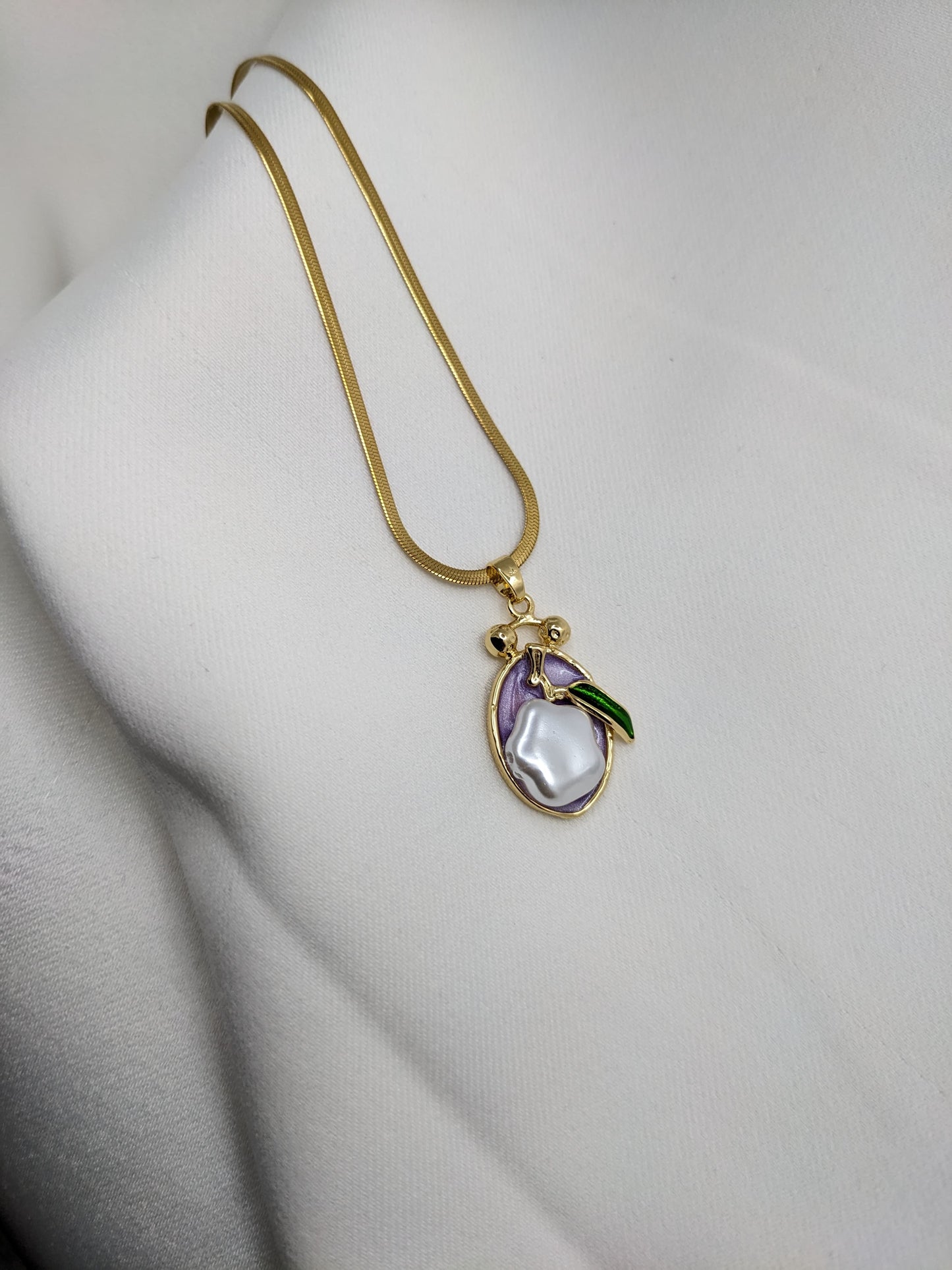 Lavender Pearl Drop Necklace