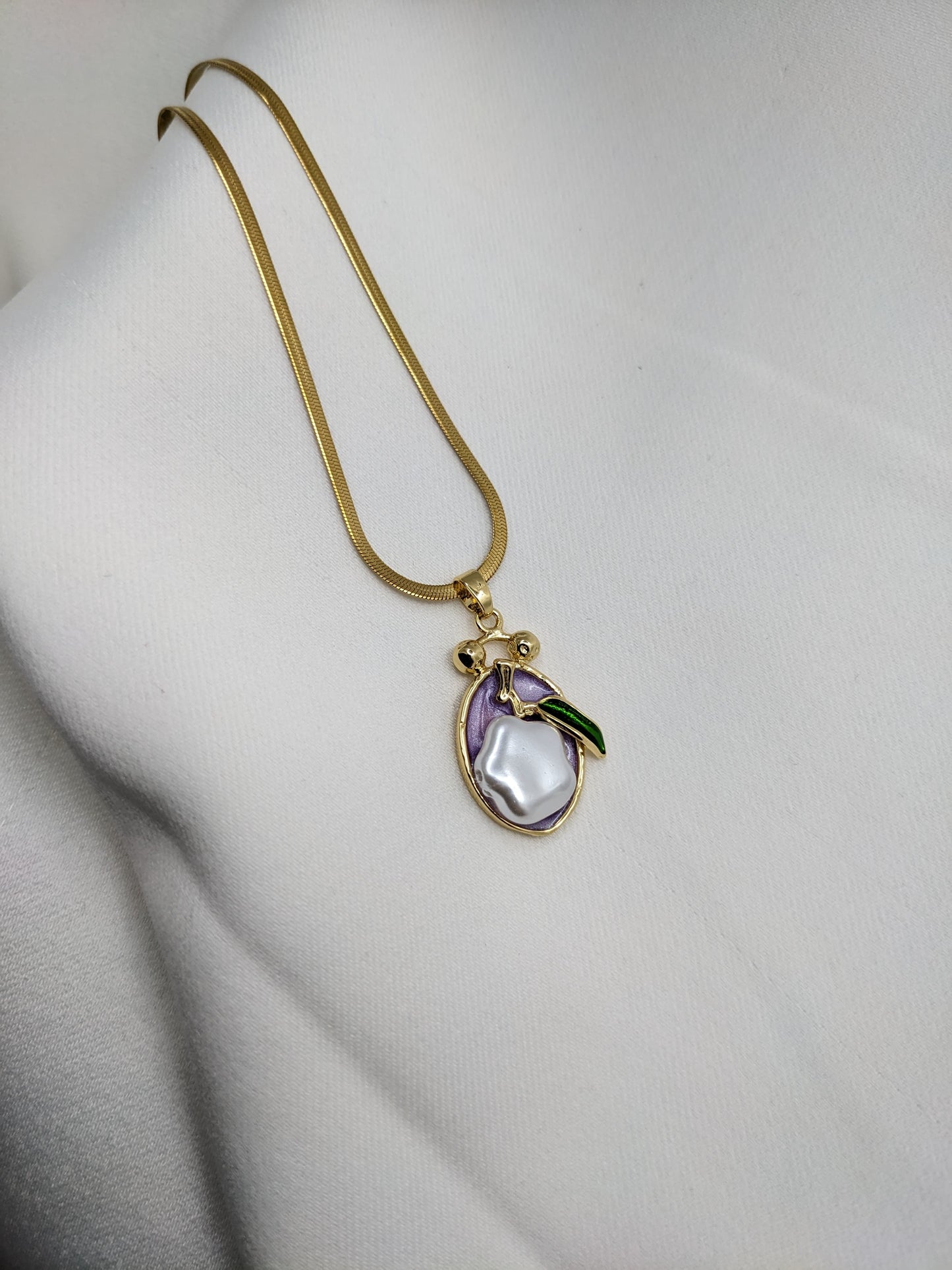 Lavender Pearl Drop Necklace