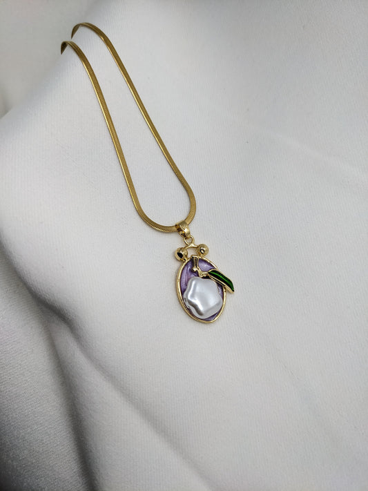Lavender Pearl Drop Necklace