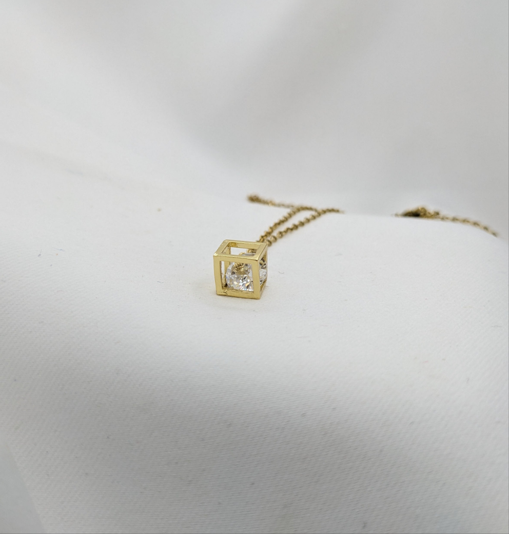Caged Diamond Necklace
