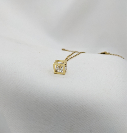 Caged Diamond Necklace