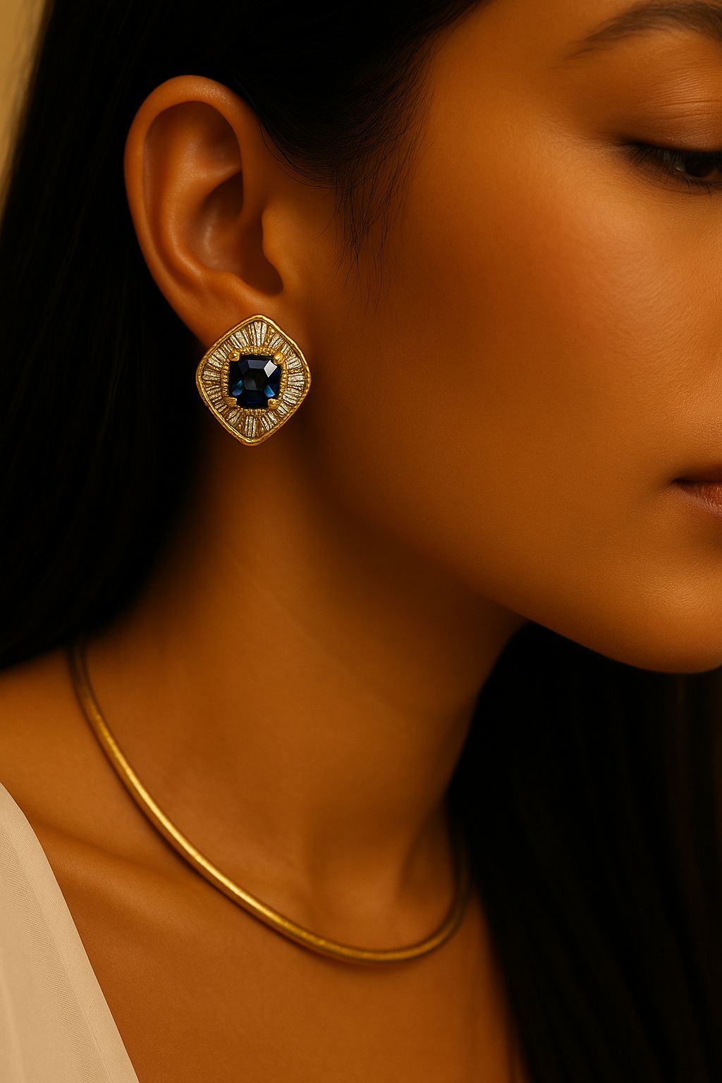 Starburst Blue Studded Earrings