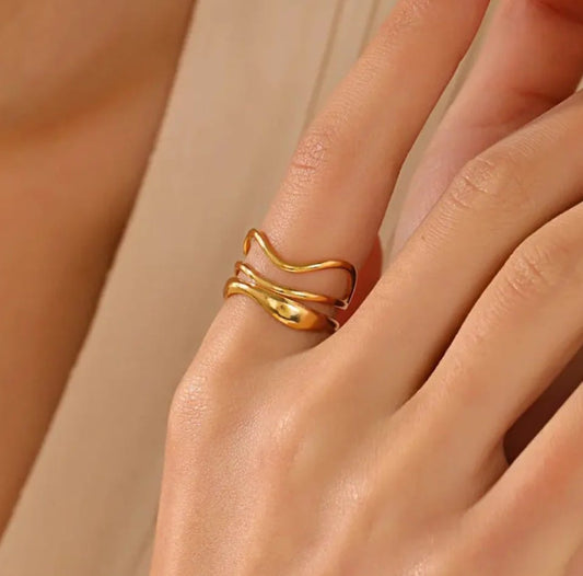 Golden Waves Ring